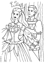 coloriage Barbie et le prince adosse a un arbre